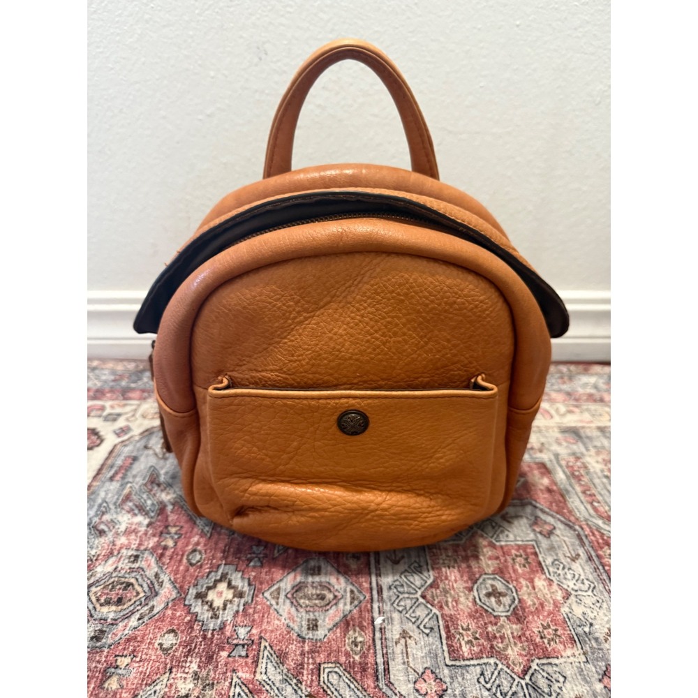 Tan Leather Mini Backpack Convertible Crossbody Bag Small Casual Travel
